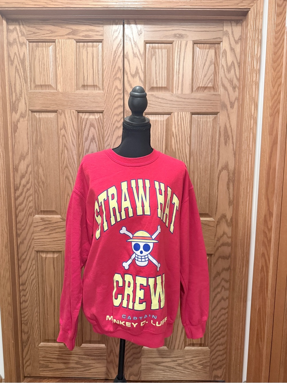 Onepiece Red Straw Hat Crew Graphic Crewneck Sweatshirt